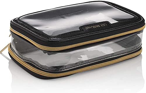 Wyraźny Travel Makeup Bag Organiser - Small Cosmetic Case Portable Airport Toiletry Bag by Lily England (Czarny)