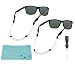 Chums Orbiter Adjustable Eyewear Retainer Wire Sunglass Strap | Large & XL Combo End | Thin Eyeglass and Sports Glasses Cable Holder Keeper Lanyard | 2pk Bundle + Cloth, Clear