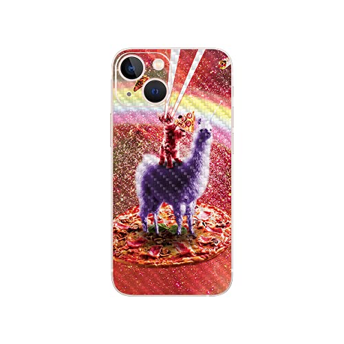Image of MightySkins Carbon Fiber Skin Compatible with Apple iPhone 13 - Cat Llama Pizza | Protective, Durable Textured Carbon Fiber Finish | Easy to Apply | Made in The USA