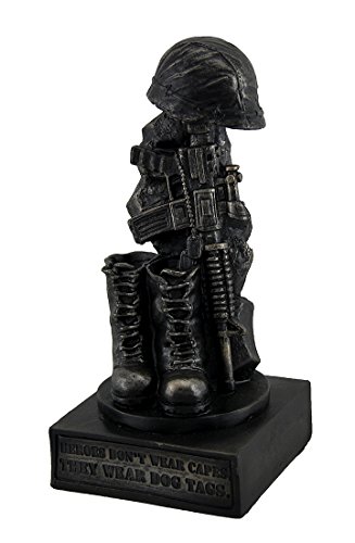 Zeckos Honoring The Fallen Military Soldier's Boots Helmet & Rifle Statue 8 Inch