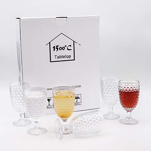 G Hobnail Iced Tea Beverage Goblets 13 Oz. Set Of 6 Premiun Glass Set For Wine Soda Juice Water Perfect For Dinner Parties Bars Restaurants Everyday Use (Clear, Goblet) #TOP5