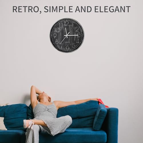 fapugh Wall Clock 12 inch Wall Clock Vintage Silent Wall Clock Modern Clock No Tick Battery Power Suitable for Home, Office, School, Kitchen, Bedroom, Living Room (Vintage Silver)