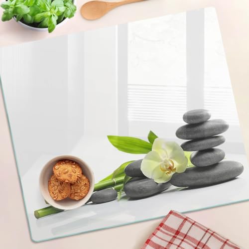 Planche de découpe en verre moderne 60x52cm orchidée - 5