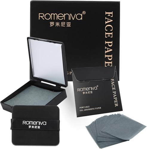 Oil Blotting Sheets for Face - 500 Sheets with Mirror & Puff | Super Absorbent Oil Control Film for...