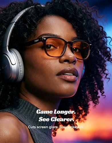 Image of TIJN Premium Blue Light Blocking Glasses for Women Men Computer Gaming Use | Square TR90 Frame Nerd Eyeglasses Anti Blue Ray with Red, Orange, Clear Lens for Computer, Phone, TV and Evening Screen Use