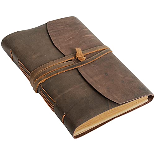 Cuaderno de cuero de regalo (5 x 7 pulgadas) - Diarios rústicos hechos a mano de cuero encuadernado para hombres y mujeres cuaderno de cuero, diario de bolsillo para escribir Cover