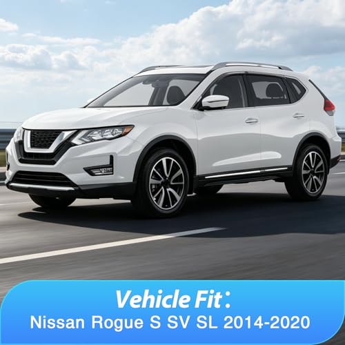 Image of Nilight Tape-On Window Visors for Nissan Rogue 2014-2020, Smoke, 4PCS | Outside Mount Rain Guards and Wind Deflectors, Not for Rogue Sport, Helps Block Rain, Sun and Road Wind