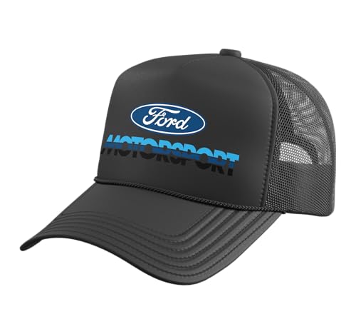 Ford Motorsport 3-Color Logo Trucker Hat with Adjustable Mesh Back Black