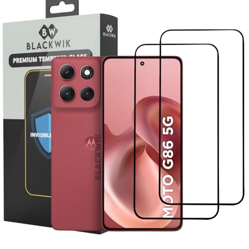 Image of Blackwik Tempered Glass Screen Protector for Moto G86 with Edge-To-Edge Protector Coverage | Easy Installation Kit (Black) (Pack Of 2)