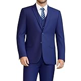 Premium Suits for Men 3 Piece,Classic Mens Suits Set Slim Fit 2 Buttons Solid Jacket Vest Pants & Tie, Tuxedo Set for Young Men Party Prom Wedding Causal Formal Graduation Outfit, Navy Blue L