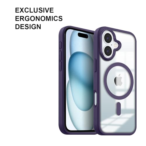 Image of KARWAN️ Hybrid Transparent iPhone 16 Back Cover Case Compatibe with Mag-Safe |Camera Protection Bump | Transparent Back Cover Case for iPhone 16(PC, TPU | Purple Bumper)