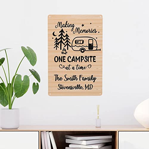 Personalized Making Memories One Campsite At A Time Sign Custom Name Rustic Farmhouse Camping Camper Rv Trailer Metal/Wood Plaque Art Wall Decor For Indoor/Outdoor #TOP5
