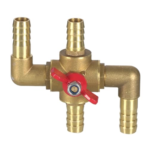 Joywayus All Solid Brass Body Automobile Integrated 4-Way Heating Water Manual Control Valve 5/8” (16mm) OD Barb