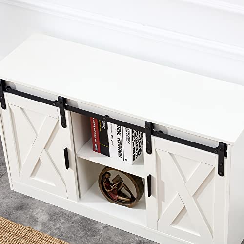 Tansole Wood Tv Stand, Mid Century Modern Style Entertainment Center Cabinet With Sliding Barn Door, Tall Tv Console And Ideal Media Storage For Living Room #TOP5
