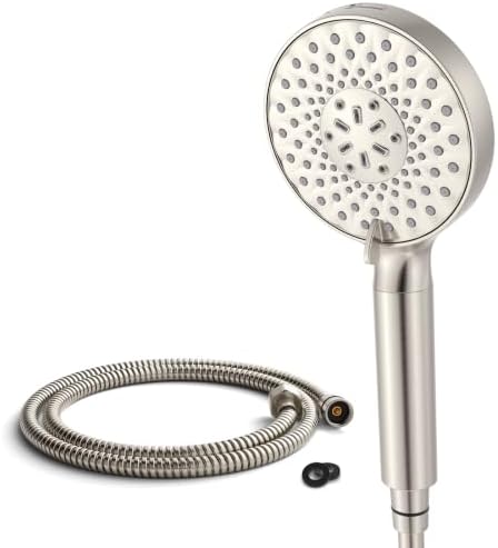 SR SUN RISE Filtered Shower Head with Handheld, High Pressure 9 Spray Mode Brushed Nickel Showerhead with Filters, Detachable Shower Head,Water Softener Filters Beads for Hard Water - Remove Chlorine - 3