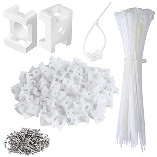 100 Pcs Cable Zip Tie Saddle Type Mounts Base with 8