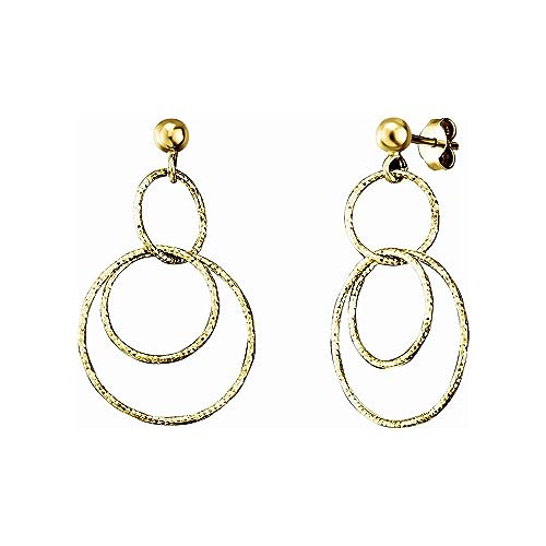 Der Kettenmacher Fantasy Damen Ohrstecker 925/- Sterling Silber 3,5cm Diamantiert gelb 148220003-1