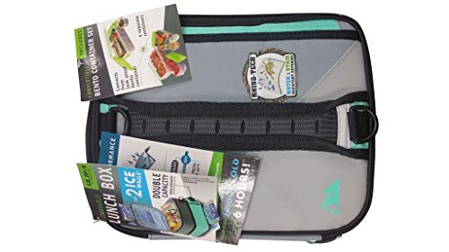 Arctic Zone 3-in-1 Bento Lunch Bag Durable Lunch Box with Drink Cooler Compartment Detachable Shoulder Strap and 2 Reusable Ice Pack, Gray
