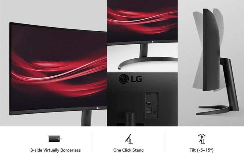 Image of LG 34 inch WQHD Curved Monitor, 100Hz IPS HDR 10, AMD FreeSync, PBP, Auto Input Switch, Dual Controller, 1 x DisplayPort, 2 x HDMI, Black
