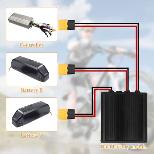Double Battery Discharge Converter for E-Bike,DC 20V-72V DC Dual Battery Pack Switch Balancer XT60 Plug for Increase The Capacity by Connecting Two Batteries in Parallel Equalization Module (30A)3