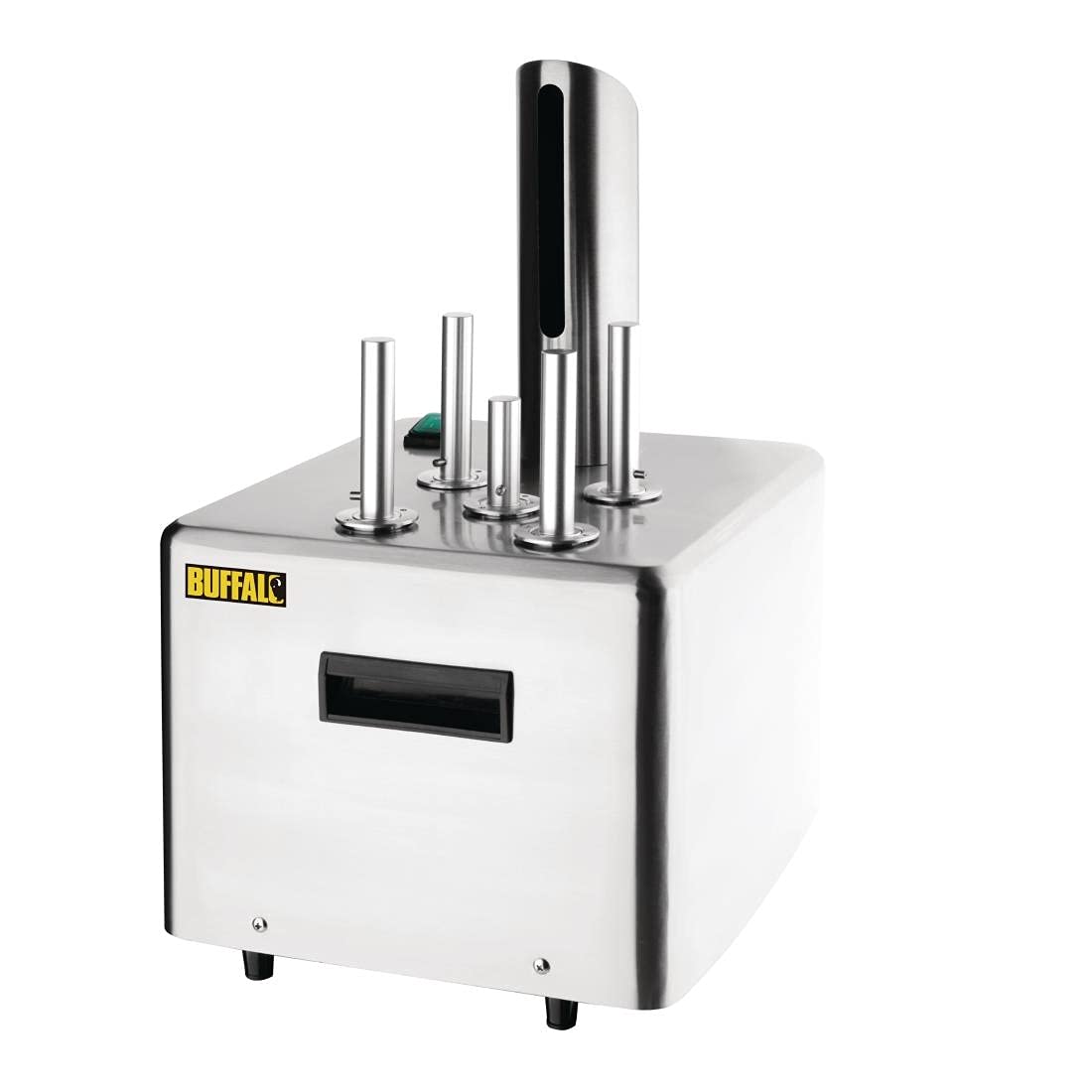 Buffalo Polisseur à Verres Professionnel 1200-1500W, Acier Inoxydable, 5 brosses rotatives, Aucun Liquide requis, Usage Professionnel et Domestique, FA118