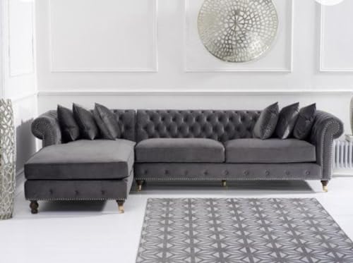 Image of Legit Tufted Quilted Five (3+2) Seater Elegant Wooden Base Sofa in Wide Extravagant Fabric, Gives Luxurious Look for Home /Living Room /Office /Guest Room /Hotels