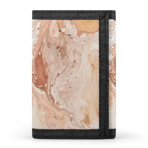 Light Peach And Brown Trifold Wallet for Men - Money Clip Slim Wallets with Multiple Card Slots Minimalist Small Front Pocket Wallet for Everyday Carry