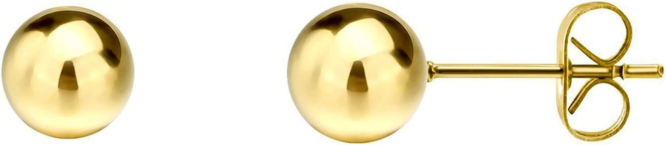 TGNEL 2mm-6mm Ball Titanium Earrings for Tragus/Cartilage/Helix - Silver/14K Gold Plated, Medical Grade for Sensitive Ears