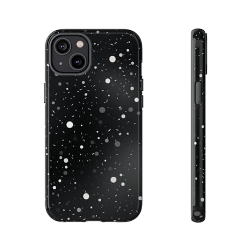 Coque iPhone 14 Plus noire rigide brillante à motifs pois