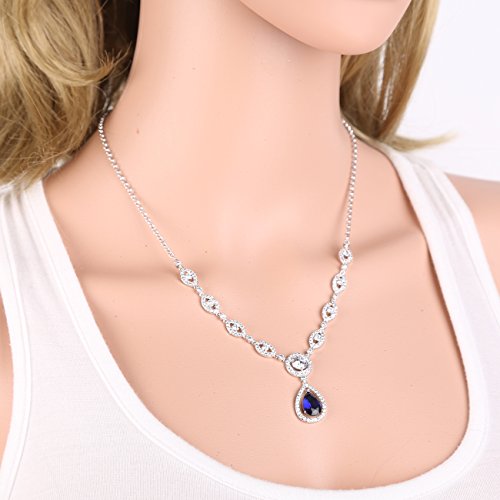Gulicx AT01A Aaa Cubic Zirconia Cz Women'S Party Jewelry Set Fashion Earrings Pendant Necklace Set Silver Tone thumb #5