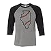 TeesAndTankYou State Shape Baseball Illinois Three-Quarter Raglan Sleeve Baseball Shirt Unisex Medium Grey/Black