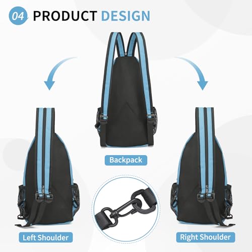 Image of Convertible Sling Bags for Women Men, Lightweight Crossbody Backpack Daypack Fit for 11 inch Tablet for Casual Travel Sport Hiking (Blue)