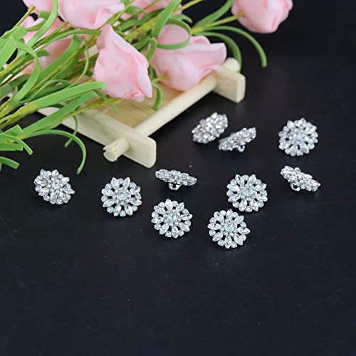 Jerler 10 Pcs Sliver Rhinestone Buttons 16Mm Crystal Embellishments Sew On Clothing Buttons For Decoration And Diy #TOP5