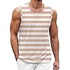 Generisch Men's Sleeveless Tank Top with Collar Digital Stripe Print for Casual Sports, Light pink, XXL #1