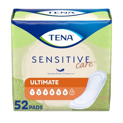 TENA Sensitive Care Incontinence Pads for Women, Bladder Control & Postpartum, Ultimate Absorbency, Regular Length, 52 Count