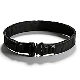 Quick Release Double MOLLE Tactical Belt - Lightweight Metal Buckle Hunting Accessories for Outdoor Climbing, Rigging(Blk,L(Fit 88-95cm))