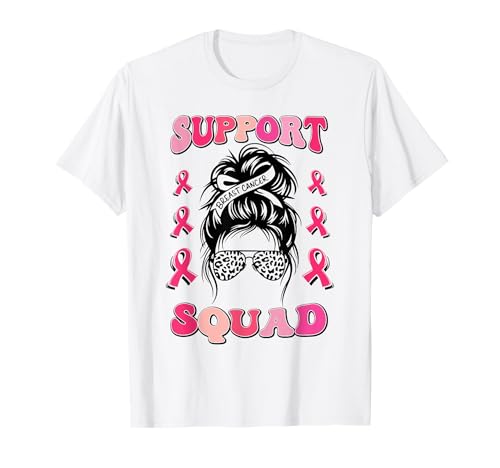 Support Squad Concientización sobre el cáncer de mama de leopardo desordenado Camiseta