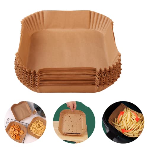 Forros de papel quadrados para fritadeira a ar - 50 peças de forro de papel descartável para fritade