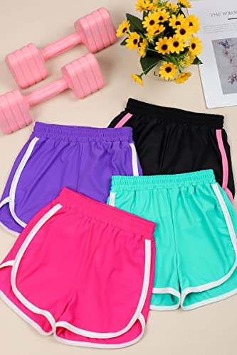 Resinta Pacote com 4 shorts de corrida ativos para meninas e crianças pequenas de secagem rápida par