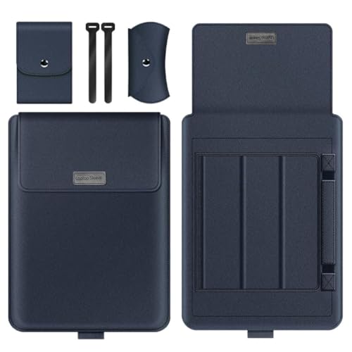 Image of TechTrendz Premium 3 in 1 Multifunction Slim PU Leather Laptop Sleeve Bag for MacBook Neo 13 inch (A18 Pro Chip,2026) A3404, Laptop Cover Bag 11-14 Inch (with Integrated Mouse Pad) - Dark Blue