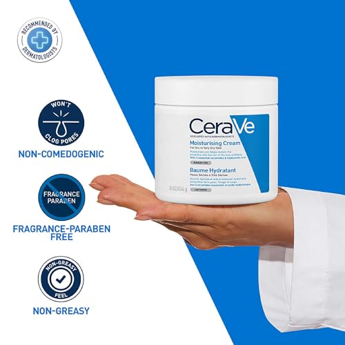 CeraVe Moisturizing Cream For Dry To Very Dry Skin (454g) - Formulated with 3 Essential Ceramides And Hyaluronic Acid | Non-Comedogenic Moisturizer For Face and Body - Image 5