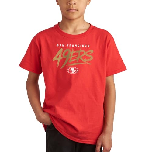 Junk Food NFL - San Francisco 49Ers - Wild Brush - Officially Licensed Youth Short Sleeve Fan Tee for Boys and Girls