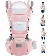 KIYUMI Baby Carrier with Hip Seat, Ergonomic M Position, Newborn to Toddler, Head Support and Bre...