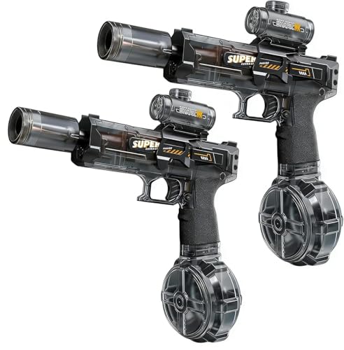 2 Pack Electric Water Gun with LED Light Electric Water Gun Large Capacity High Powered Squirt Range 28-32 FT Summer Water Pistol Toys for Pool Party Beach Outdoor