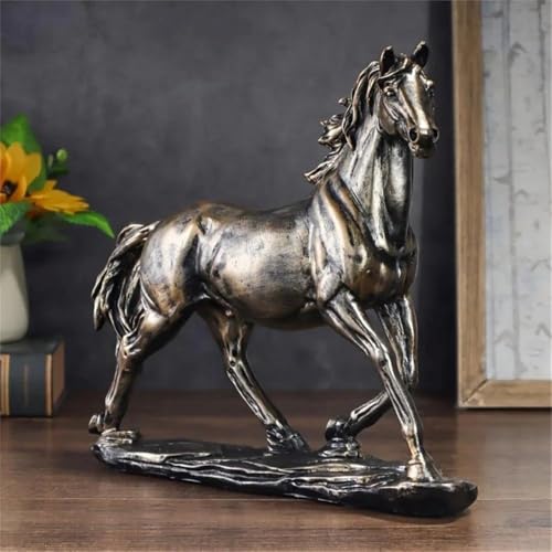 Estatua Caballo en Movimiento de Resina con Acabado Cobre miniatura 3