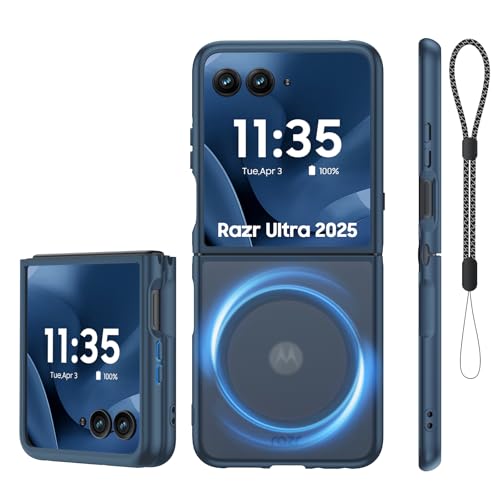 Spugan for Motorola Razr Ultra 2025 Case with MagSafe, [No Front Screen Protection] Slim Matte Translucent Magnetic Shockproof Phone Case for Moto Razr Ultra 2025 (Blue)
