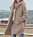 chouyatou Women's Winter Single Breasted Long Wool Coat with Hood Casual Wool Blend Trench Coat Jacket (Small, Khaki)