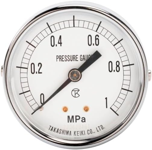 Takashima 1009901H General Vacuum Gauge (D Frame Embedded Type, No Edge, Center Screw, φ60), Pressure Range: 0.0-0.1 MPa G1/4 [1009901]