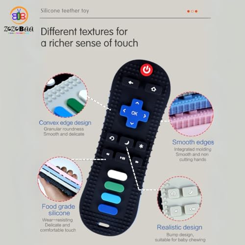 Image of TV Remote Soft Silicone Teether for Baby Gums, Teething Toy for Babies, BPA Free, Pain-Relief, Non-Toxic, 100% Food Grade, Soothing & Smooth Edges Easy to Grasp Chewable -Black (Pack of 1)