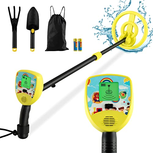 COSTWAY Metal Detector for Kids, High Accuracy Lightweight Metal Finder with 64-84 cm Adjustable Stem, Waterproof Coil, LCD Display & Sound Indication, for Beginners to Treasure Seeking Gold Digger